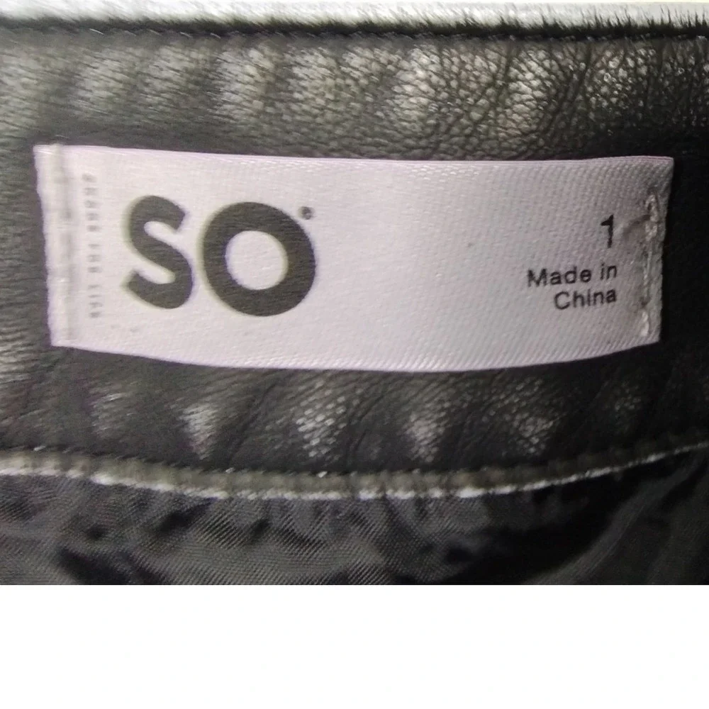 SO Faux Leather Mini Skirt Gray Wash Moto Zipper‎ Accents Clubwear Party Jrs Sz1